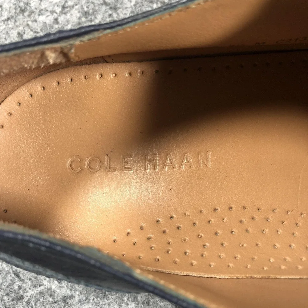 Cole Haan Williams Medallion Toe Shoes Mens Size 8.5 Blue Leather Wingtip